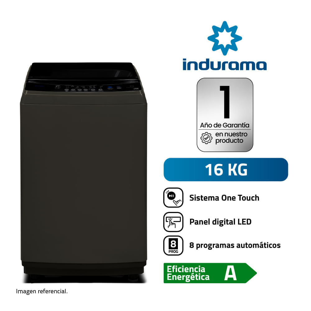 Lavadora Automática Indurama LRI-16DTN 16kg Negro