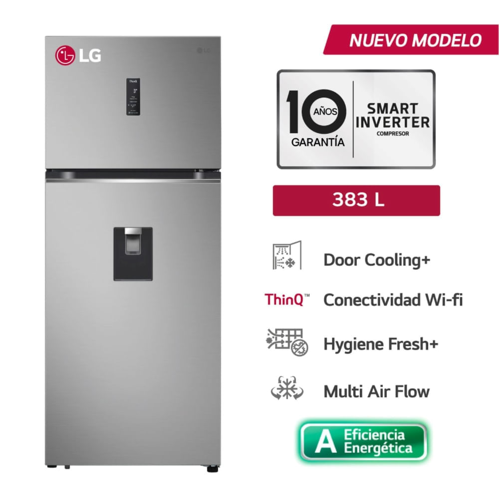 Refrigeradora Top Freezer LG 394L VT40APYC C/Dispensador Pla