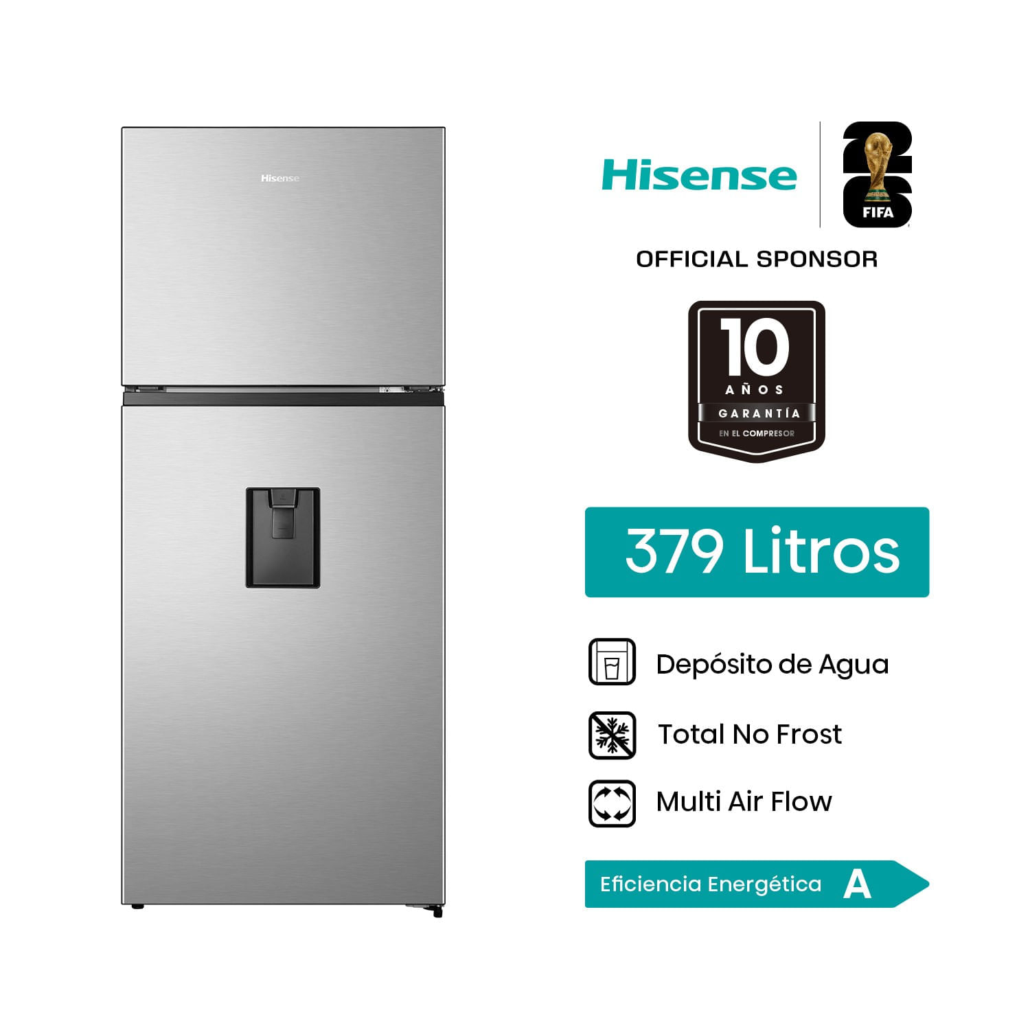 Refrigeradora Hisense RT3N375NMCA 379L C/D Gris