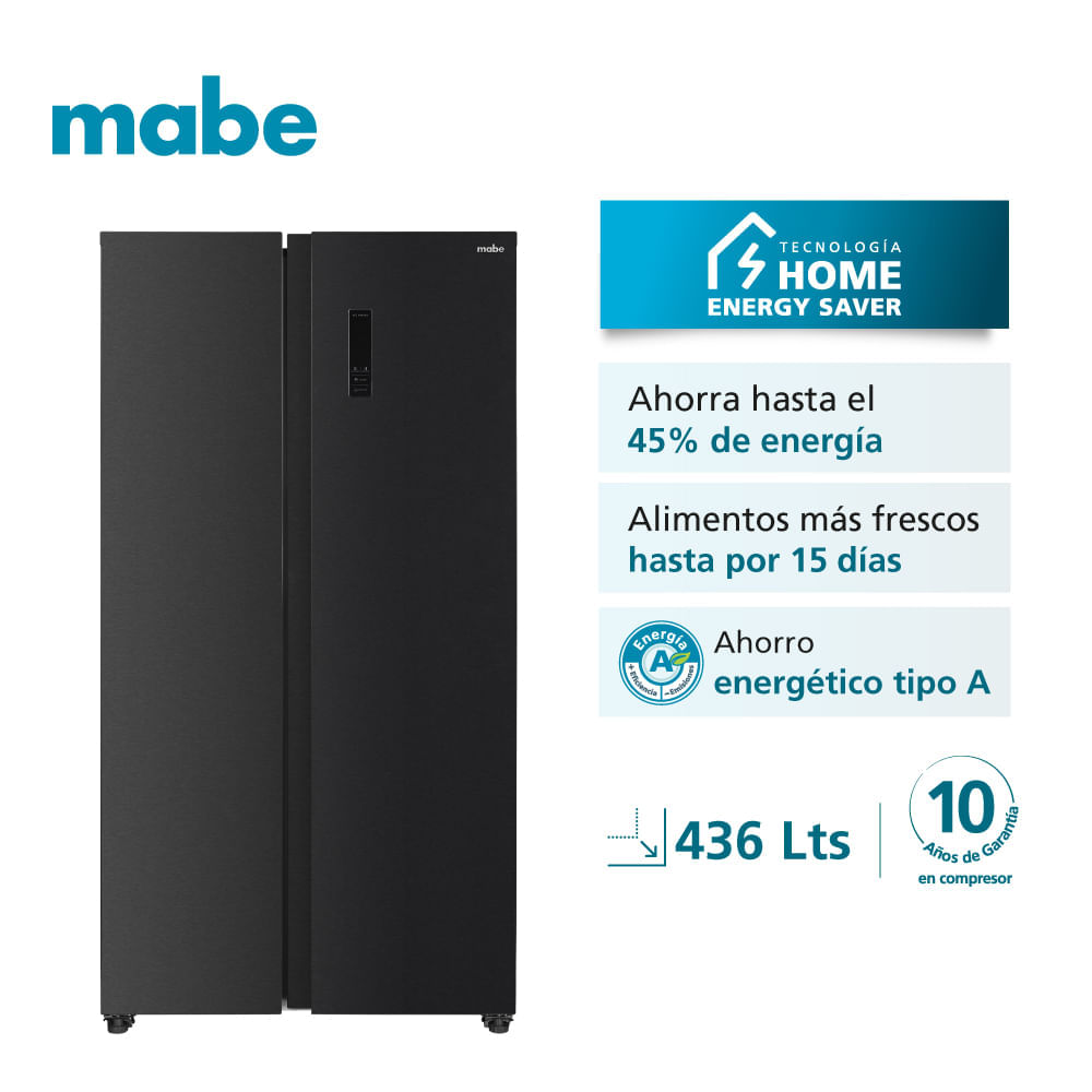 Refrigeradora Side by Side Mabe 436L MSD480LPRPS0 Black Stee