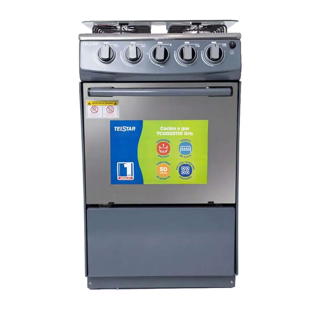 Cocina a gas Telstar TCG020110 50 cm 4 hornillas plateado