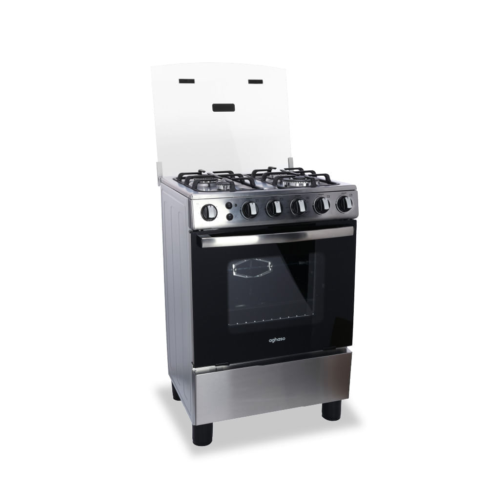 Cocina de Piso a Gas Aghaso Premium 4 Hornillas plateada