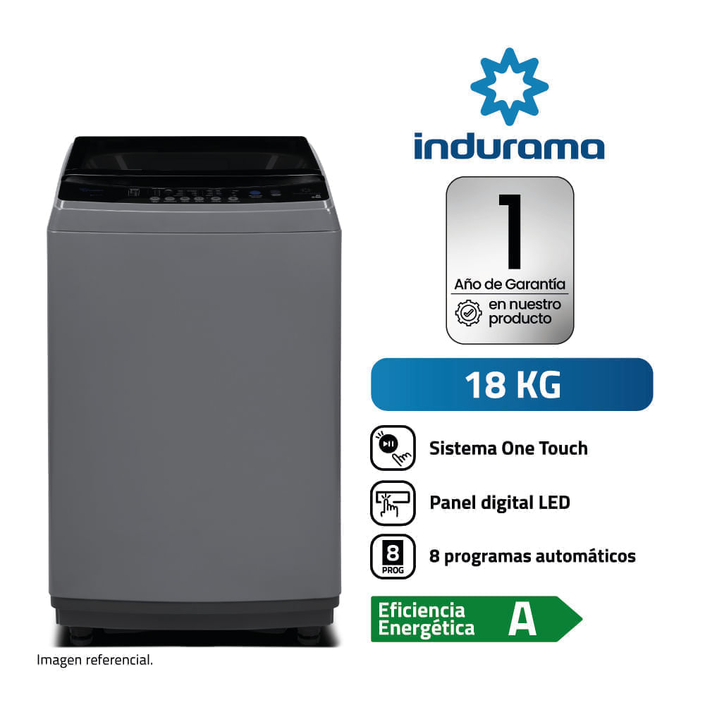 Lavadora Automática Indurama LRI-18DGR 18kg Gris Oscuro